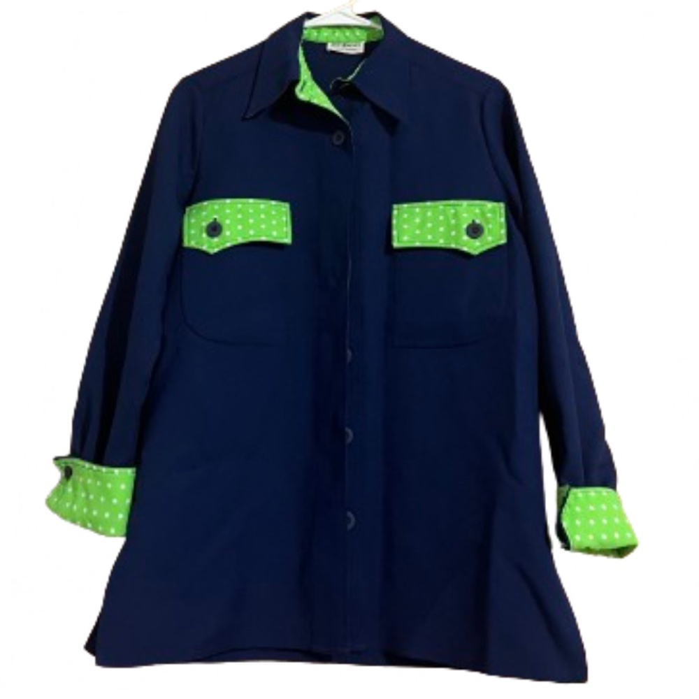 Vintage 80s Sir James Women’s Blue & Green Cosplay Mechanic Shirt Sz-M